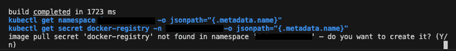 console prompt for docker registry secret