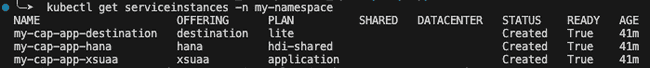 Service instances list